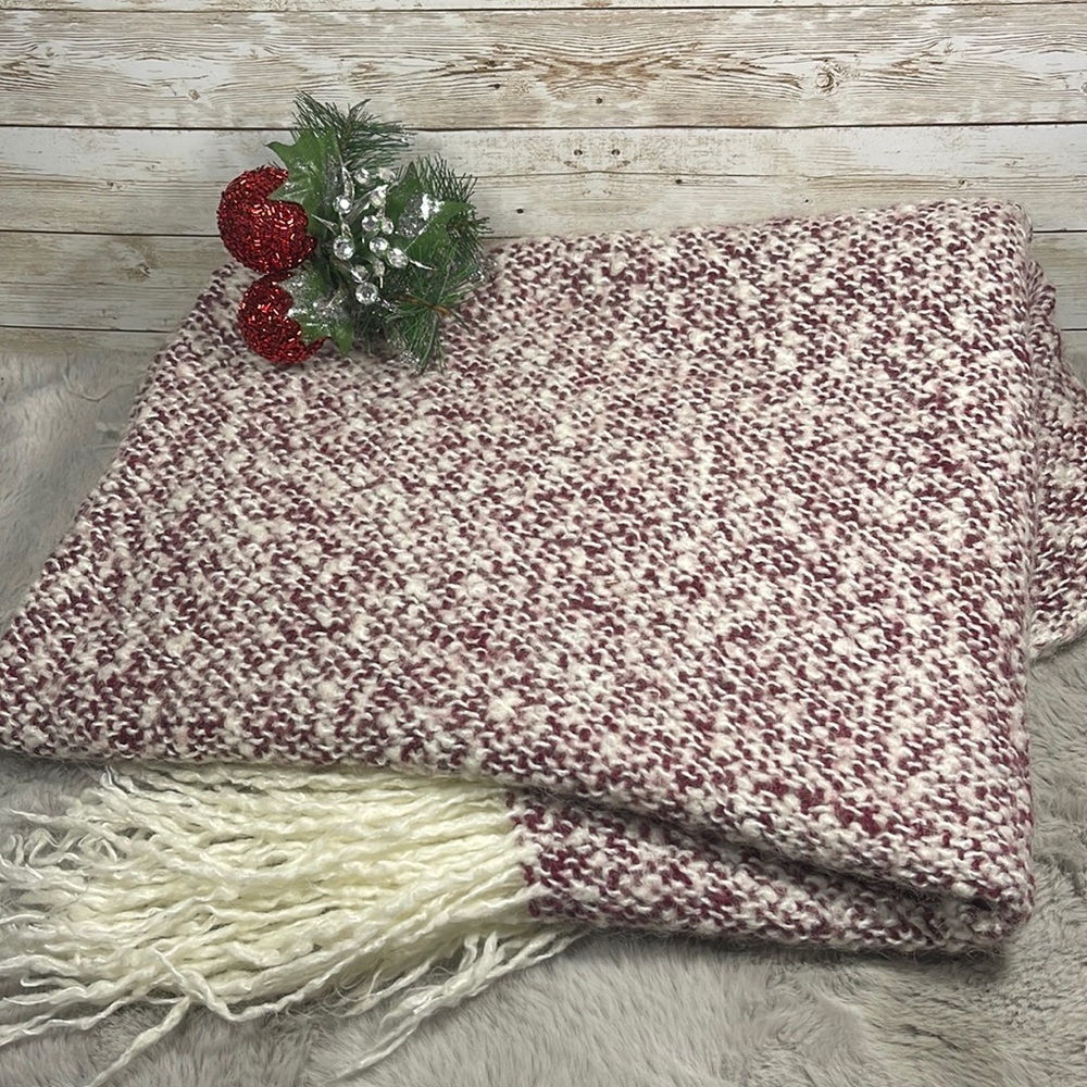 48” x 54” Wool Blend Woven Throw with Fringe